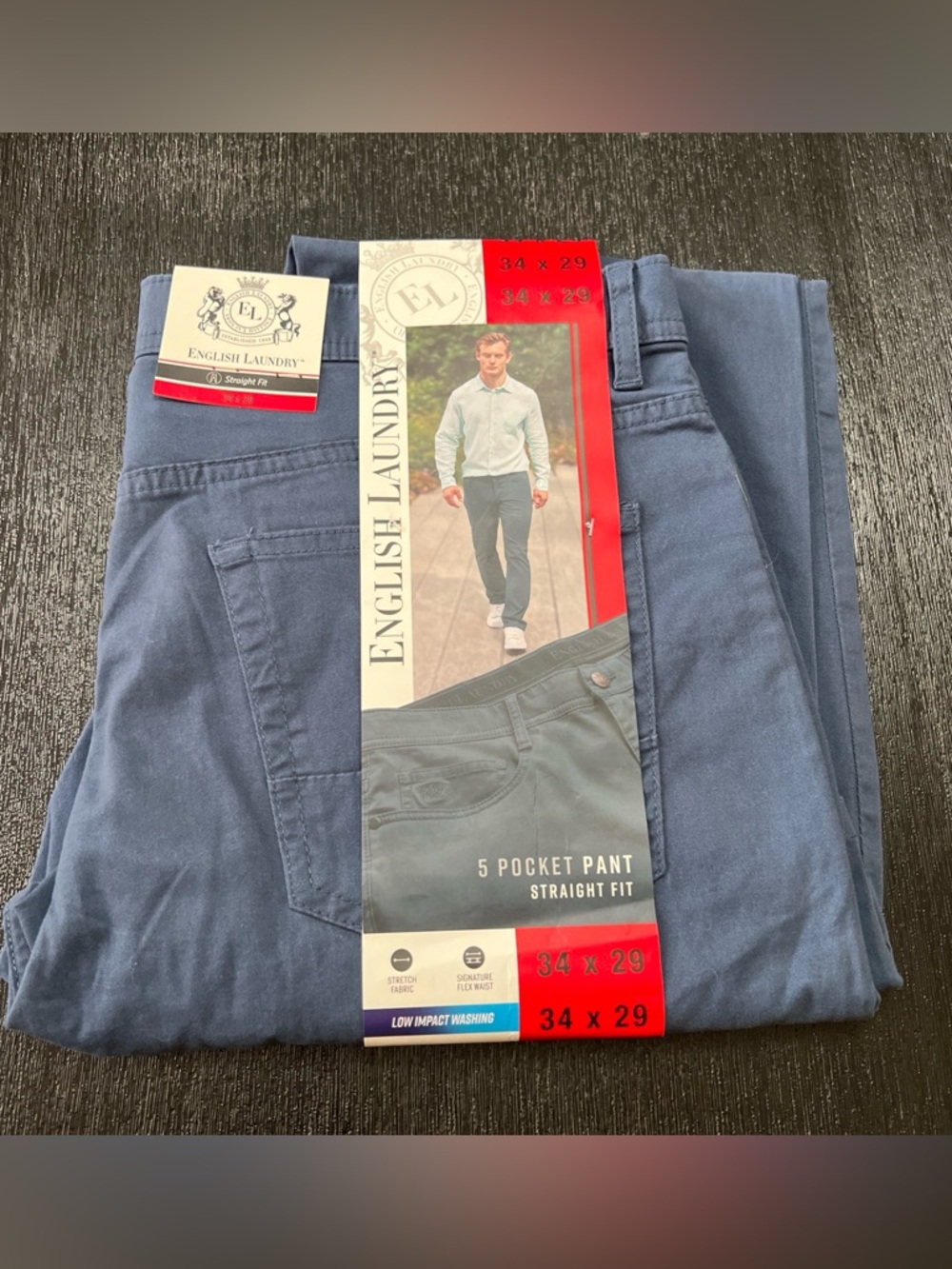 English Laundry Men's Straight Fit Pants. Blue. Size: 34X29 NEW WITH TAGS